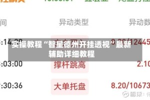 实操教程“智星德州开挂透视”最新辅助详细教程