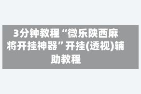 3分钟教程“微乐陕西麻将开挂神器”开挂(透视)辅助教程