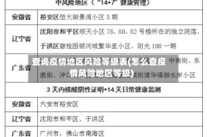 查询疫情地区风险等级表(怎么查疫情风险地区等级)