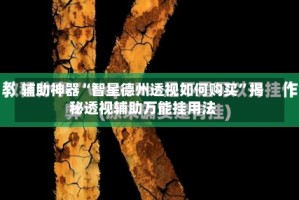 辅助神器“智星德州透视如何购买”揭秘透视辅助万能挂用法