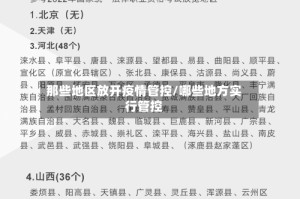 那些地区放开疫情管控/哪些地方实行管控