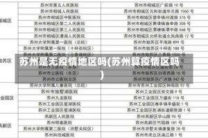 苏州是无疫情地区吗(苏州算疫情区吗)