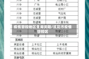 疫情管控地区查询沈阳/沈阳市疫情管控区