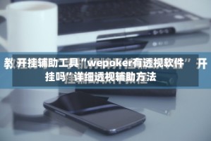 开挂辅助工具“wepoker有透视软件挂吗”详细透视辅助方法