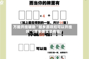 万能开挂辅助“越乡游双扣可以开挂吗”(原来确实是有挂)