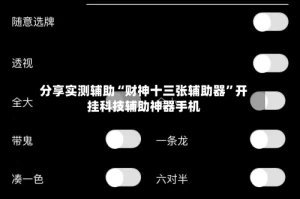 分享实测辅助“财神十三张辅助器”开挂科技辅助神器手机