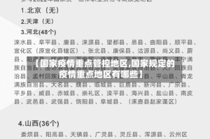 【国家疫情重点管控地区,国家规定的疫情重点地区有哪些】