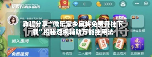 教程分享“微乐家乡麻将免费开挂下载”揭秘透视辅助万能挂用法-第3张图片